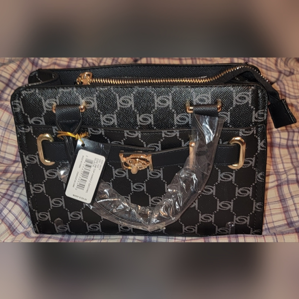 Bebe Black and Gold Women's Handbag - Picture 2 of 7